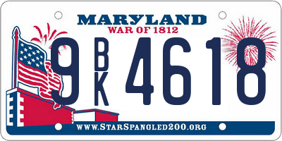 MD license plate 9BK4618