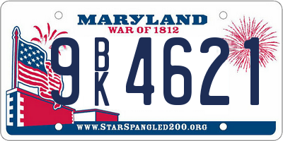 MD license plate 9BK4621