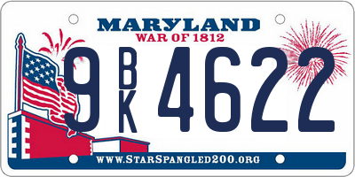 MD license plate 9BK4622