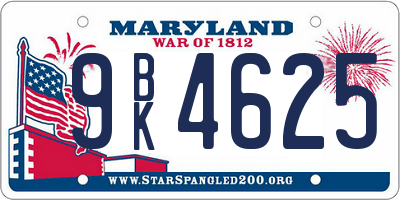 MD license plate 9BK4625
