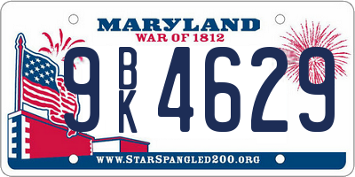 MD license plate 9BK4629