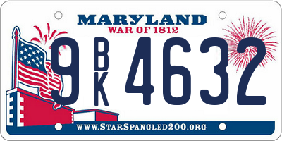 MD license plate 9BK4632