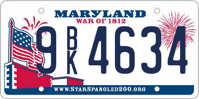MD license plate 9BK4634