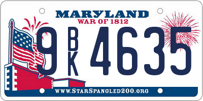 MD license plate 9BK4635