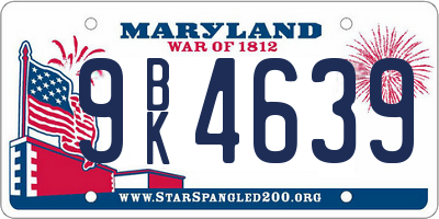 MD license plate 9BK4639