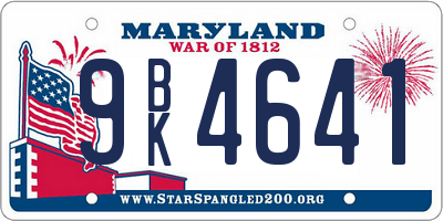 MD license plate 9BK4641
