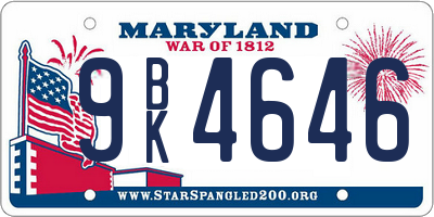 MD license plate 9BK4646
