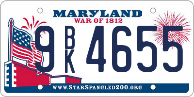 MD license plate 9BK4655