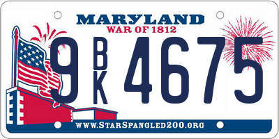 MD license plate 9BK4675