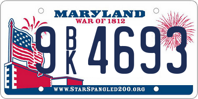 MD license plate 9BK4693