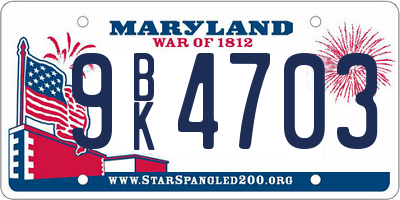 MD license plate 9BK4703