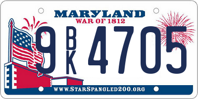 MD license plate 9BK4705