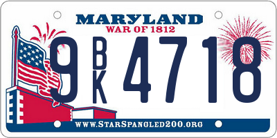 MD license plate 9BK4718