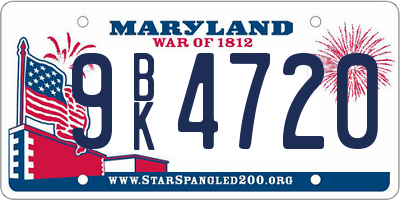 MD license plate 9BK4720