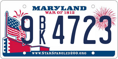MD license plate 9BK4723