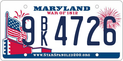MD license plate 9BK4726