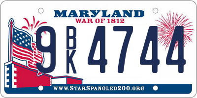 MD license plate 9BK4744