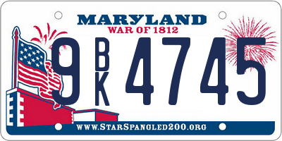 MD license plate 9BK4745