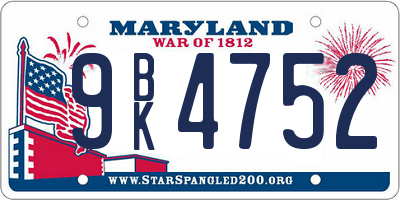 MD license plate 9BK4752