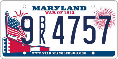 MD license plate 9BK4757