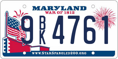 MD license plate 9BK4761