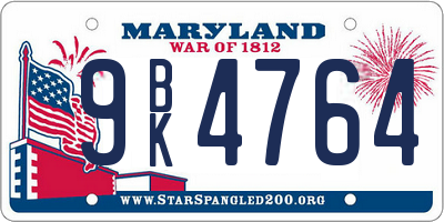 MD license plate 9BK4764
