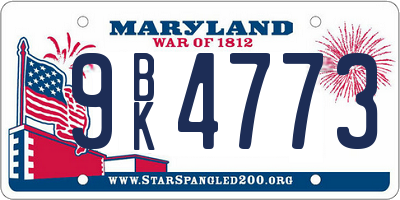 MD license plate 9BK4773