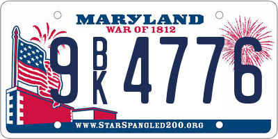 MD license plate 9BK4776
