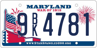 MD license plate 9BK4781