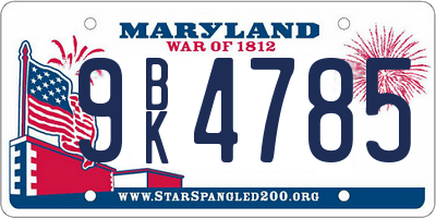 MD license plate 9BK4785