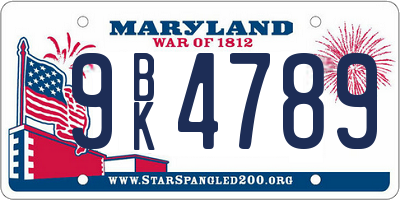MD license plate 9BK4789