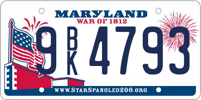 MD license plate 9BK4793