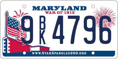 MD license plate 9BK4796