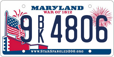 MD license plate 9BK4806