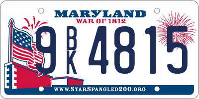 MD license plate 9BK4815