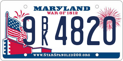 MD license plate 9BK4820