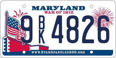 MD license plate 9BK4826