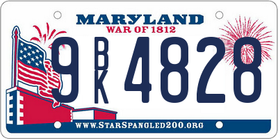 MD license plate 9BK4828