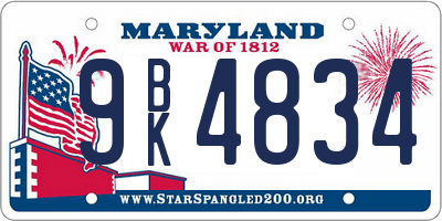 MD license plate 9BK4834