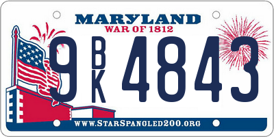 MD license plate 9BK4843