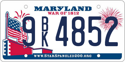 MD license plate 9BK4852