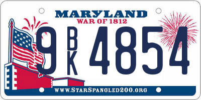 MD license plate 9BK4854