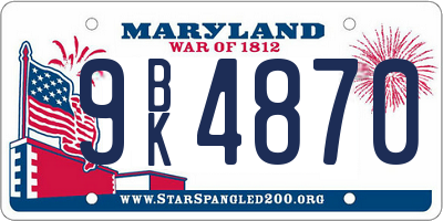 MD license plate 9BK4870