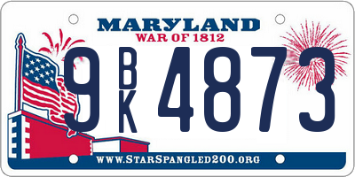 MD license plate 9BK4873