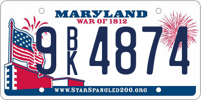 MD license plate 9BK4874