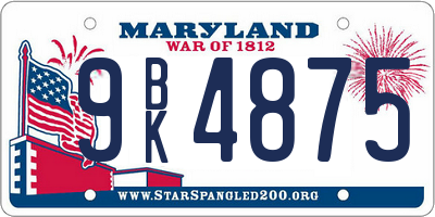 MD license plate 9BK4875