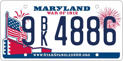 MD license plate 9BK4886