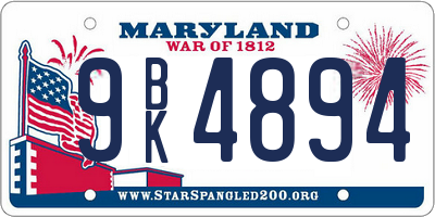 MD license plate 9BK4894