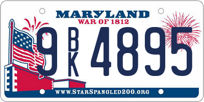 MD license plate 9BK4895