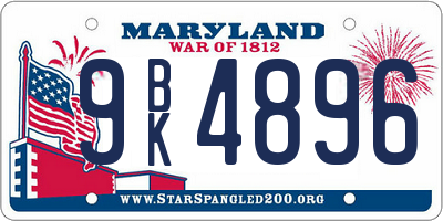 MD license plate 9BK4896